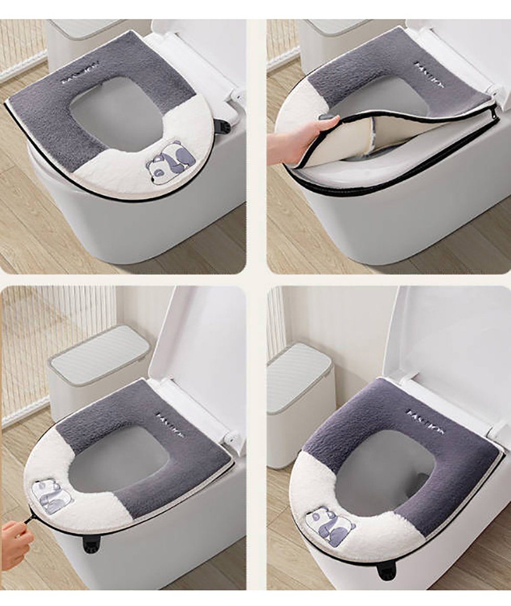 WC-Deckelbezug Weicher Toilettensitzbezug, verdickter Toilettenvorleger Deliana.home, Höhe 20 mm, Für alle Jahreszeiten, Wärmendes Material, Winterliche Wärme für Ihr Zuhause, Polyester-Faser, 1, Cartoon-Muster, Luxus-Toilettensitzkissen