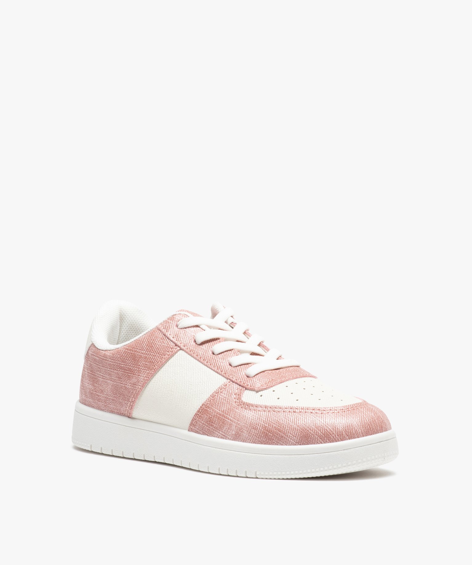 Baskets fille bicolores et scintillantes à lacets rose | GEMO