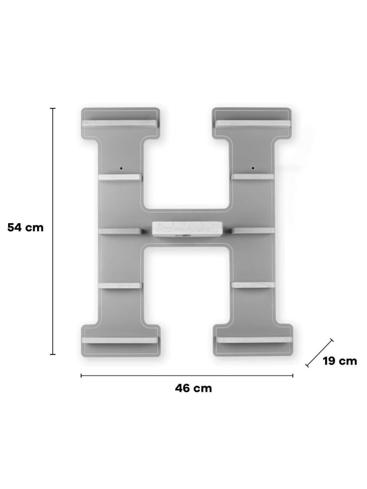 BOARTI Holz Regal Buchstabe H für Toniebox Tonies Figuren in Grau günstig kaufen onesize