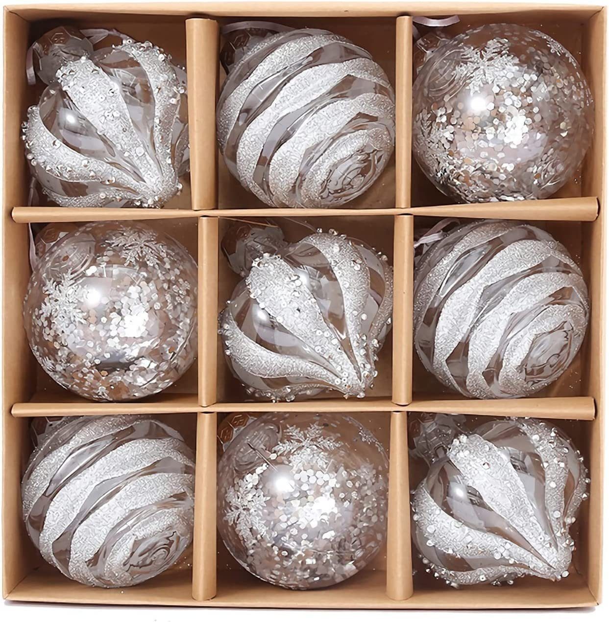 DOPWii Weihnachtsbaumkugel 9er Weihnachtskugeln Christbaumkugeln