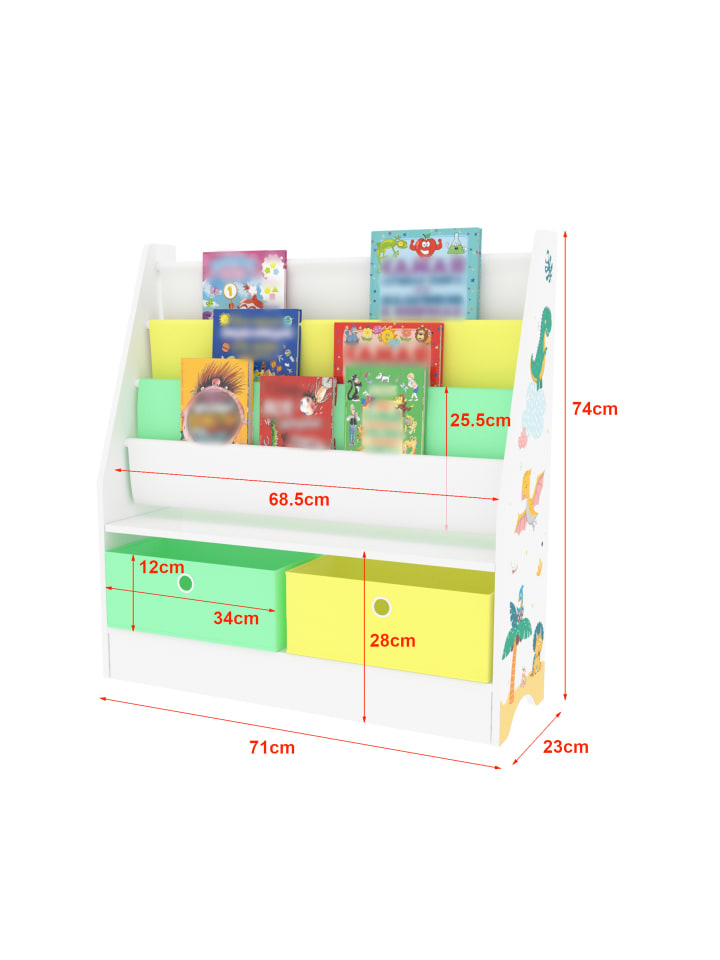en.casa Kinderregal Neda in Gelb Grün (H)74cm (B)71cm (T)23cm günstig kaufen onesize