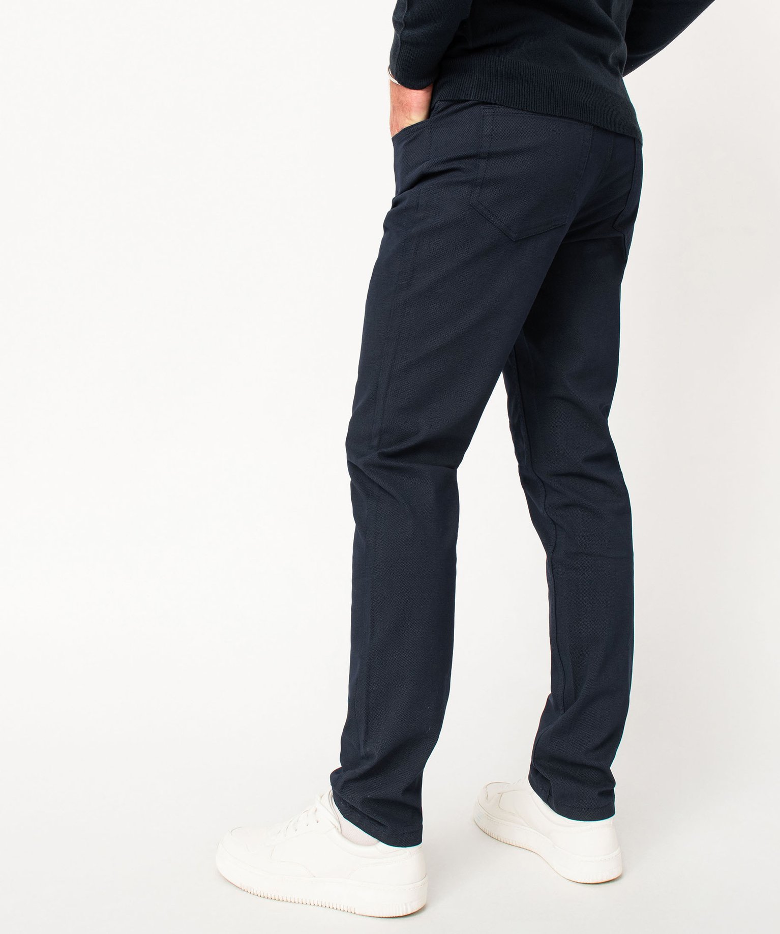 Pantalon slim 5 poches en toile extensible homme bleu fonce | GEMO