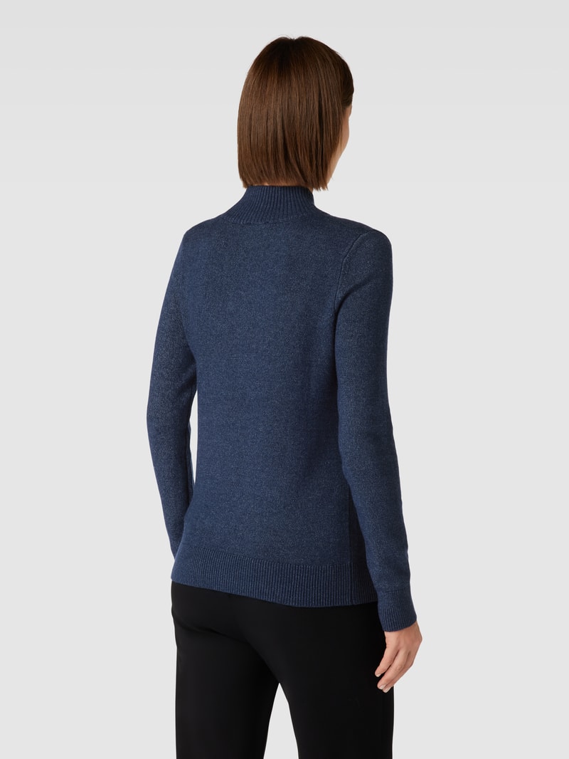 Strickpullover mit Stehkragen in dunkelblau