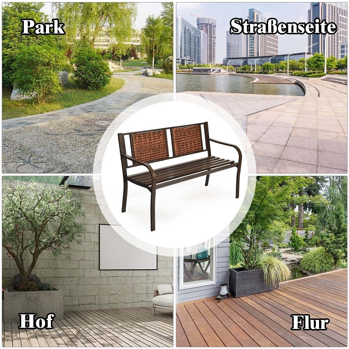 KOMFOTTEU Gartenbank 2-3 Sitzer Sitzbank, 128 x 58 x 84 cm