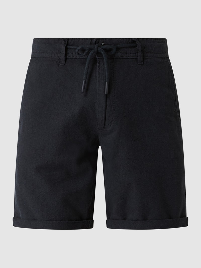 Regular Fit Shorts mit Leinen-Anteil in marineblau