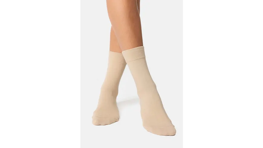 NUR DIE Damen Socken 98% Baumwolle Komfortbund leinen