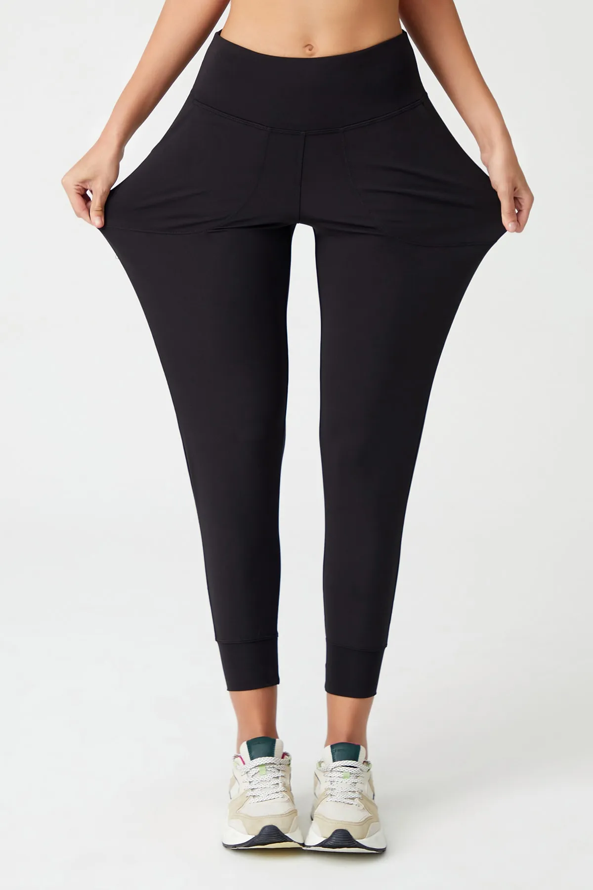 LOS OJOS  Schwarze Jogginghose mit hoher Taille für Damen
