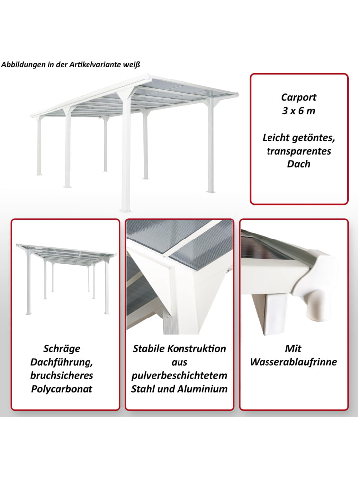 MCW Carport O2 3x6, Anthrazit günstig kaufen onesize