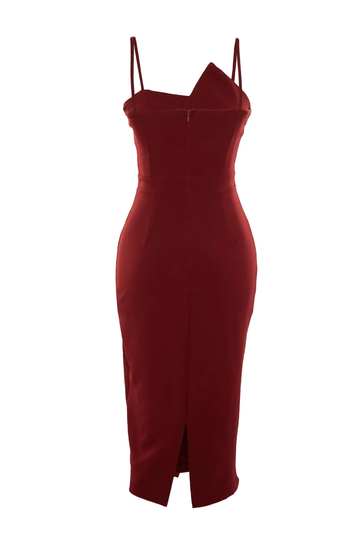 Trendyol Collection  Burgunderrotes, zweireihiges, gewebtes, elegantes Abendkleid TPRSS19FZ0136
