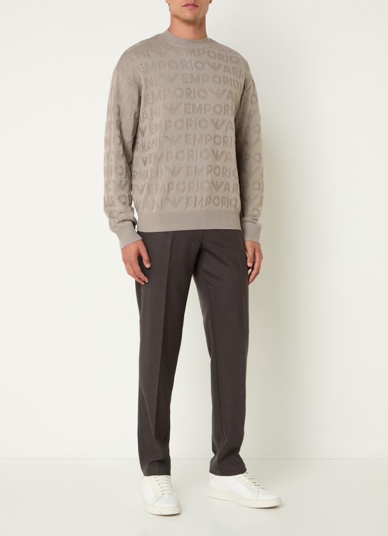 Emporio Armani Chunky knit pullover with knitted logo print