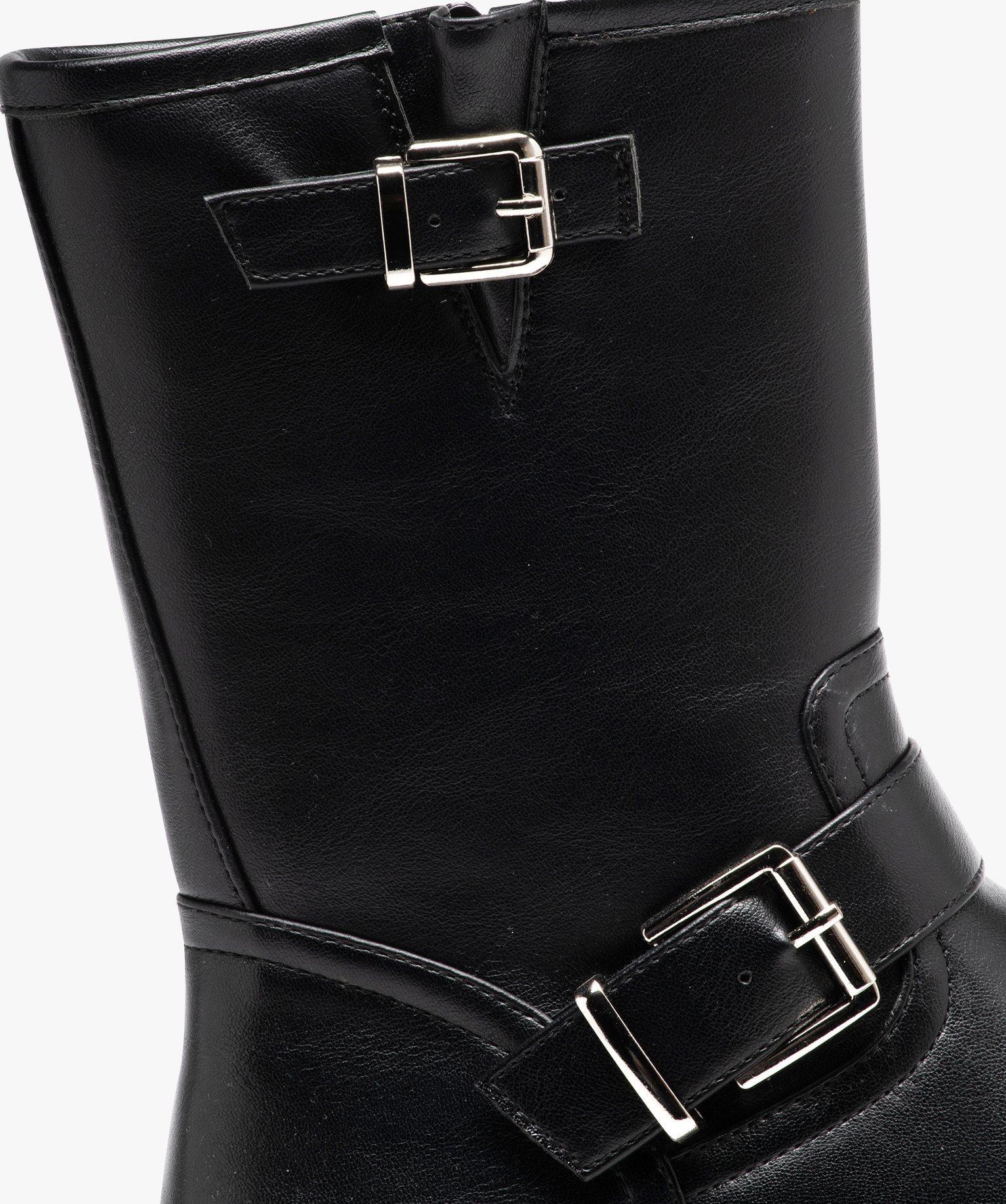 Boots femme unies avec brides à boucle et semelle crantée noir | GEMO