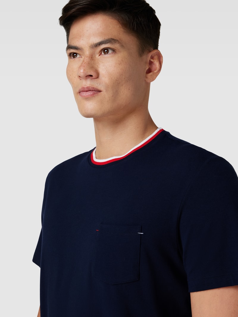 T-Shirt mit Kontraststreifen Modell 'FRENCH FLAG' in marineblau