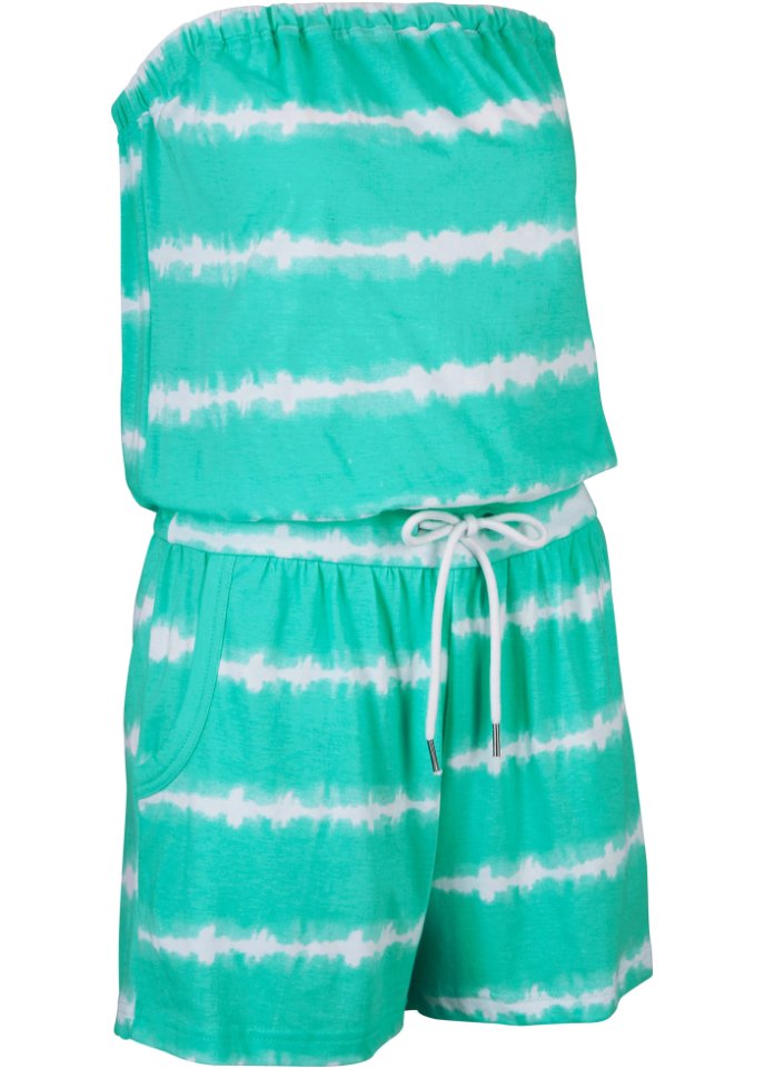 Baumwoll- Bandeau-Jumpsuit, kurz