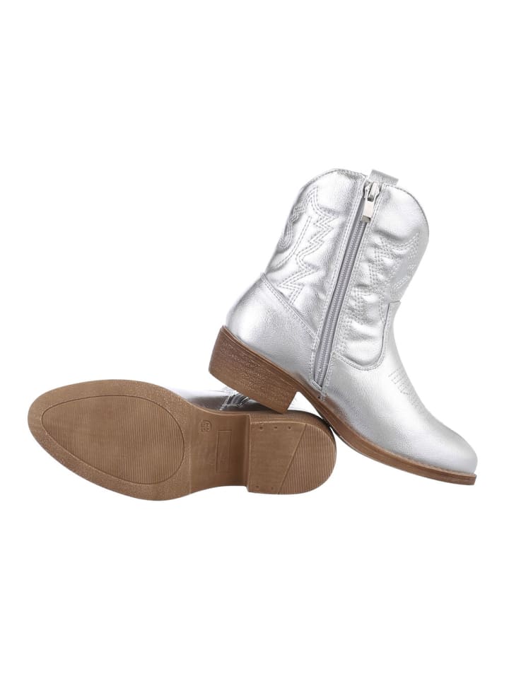 Ital-Design Stiefelette in Silber günstig kaufen