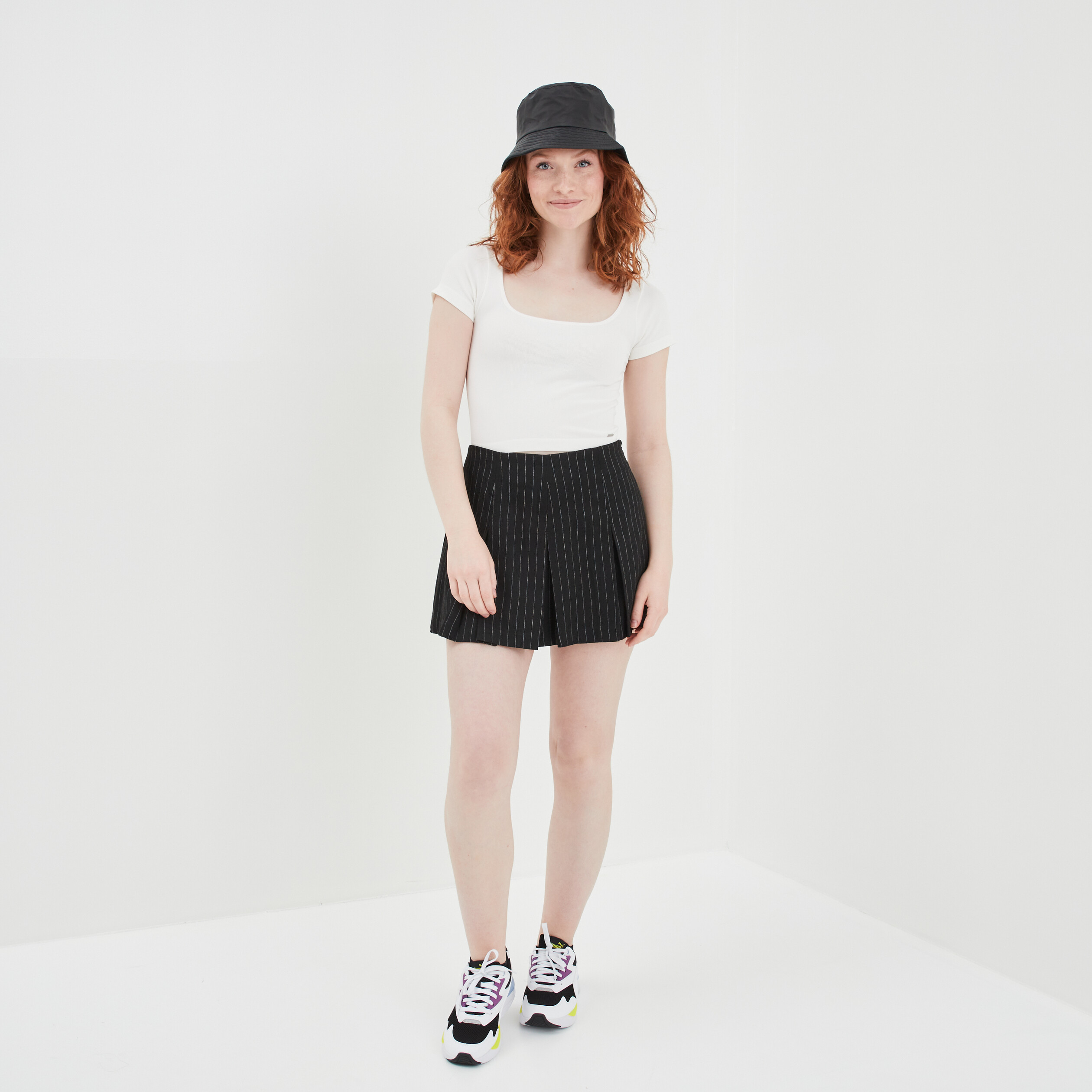 T-shirt cropped encolure carrée Creeks blanc femme | La Halle