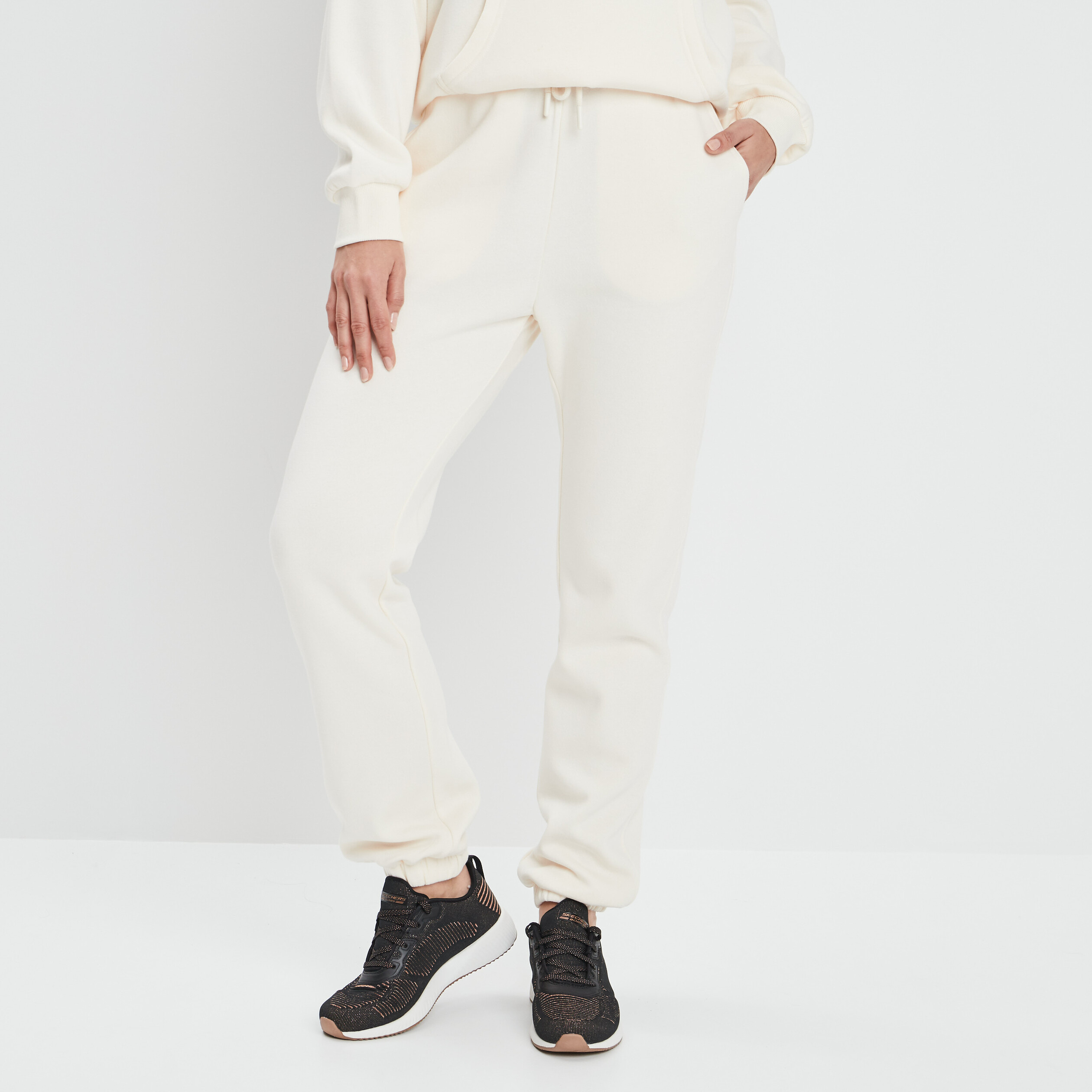 Pantalon jogging droit molleton sable femme | La Halle