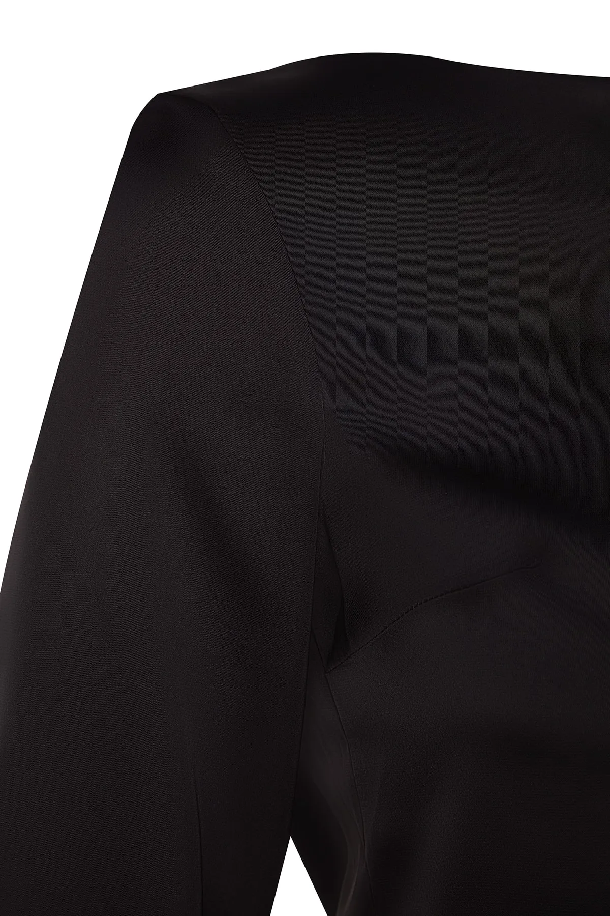Trendyol Collection  Schwarze Bluse aus gewebtem Satin mit Rückendetails TWOAW24BZ00286