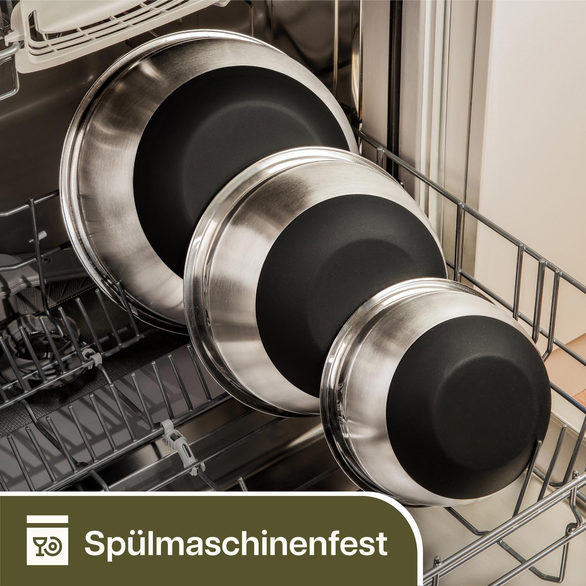 Praknu Salatschüssel mit Deckel - Schüsselset aus Metal Groß Tupperware Edelstahlschüssel, Edelstahl, (Set, 3-tlg), Luftdicht - Rührschüssel mit Messskala - Ideal zum Mischen