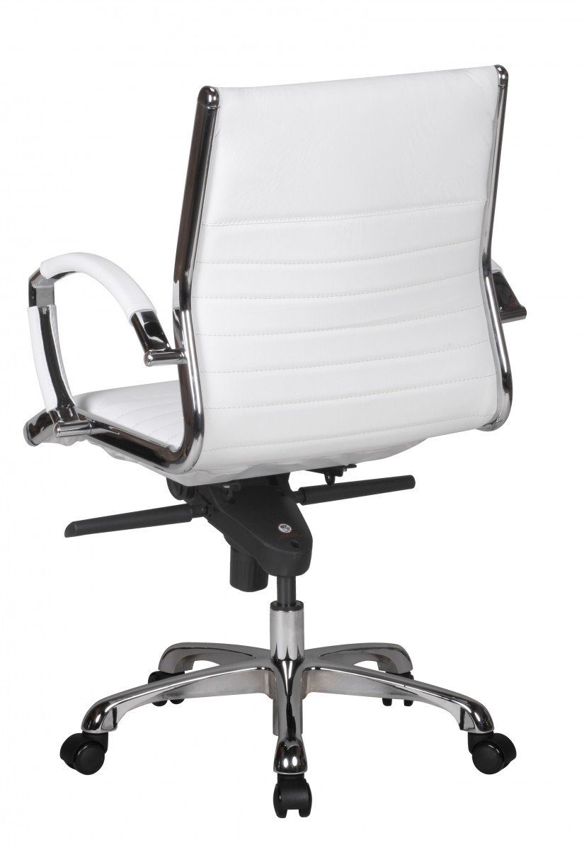 Amstyle Drehstuhl SPM1.236 (SALZBURG 2 Echtleder Weiß Schreibtischstuhl), Bürostuhl XXL 120kg Chefsessel höhenverstellbar