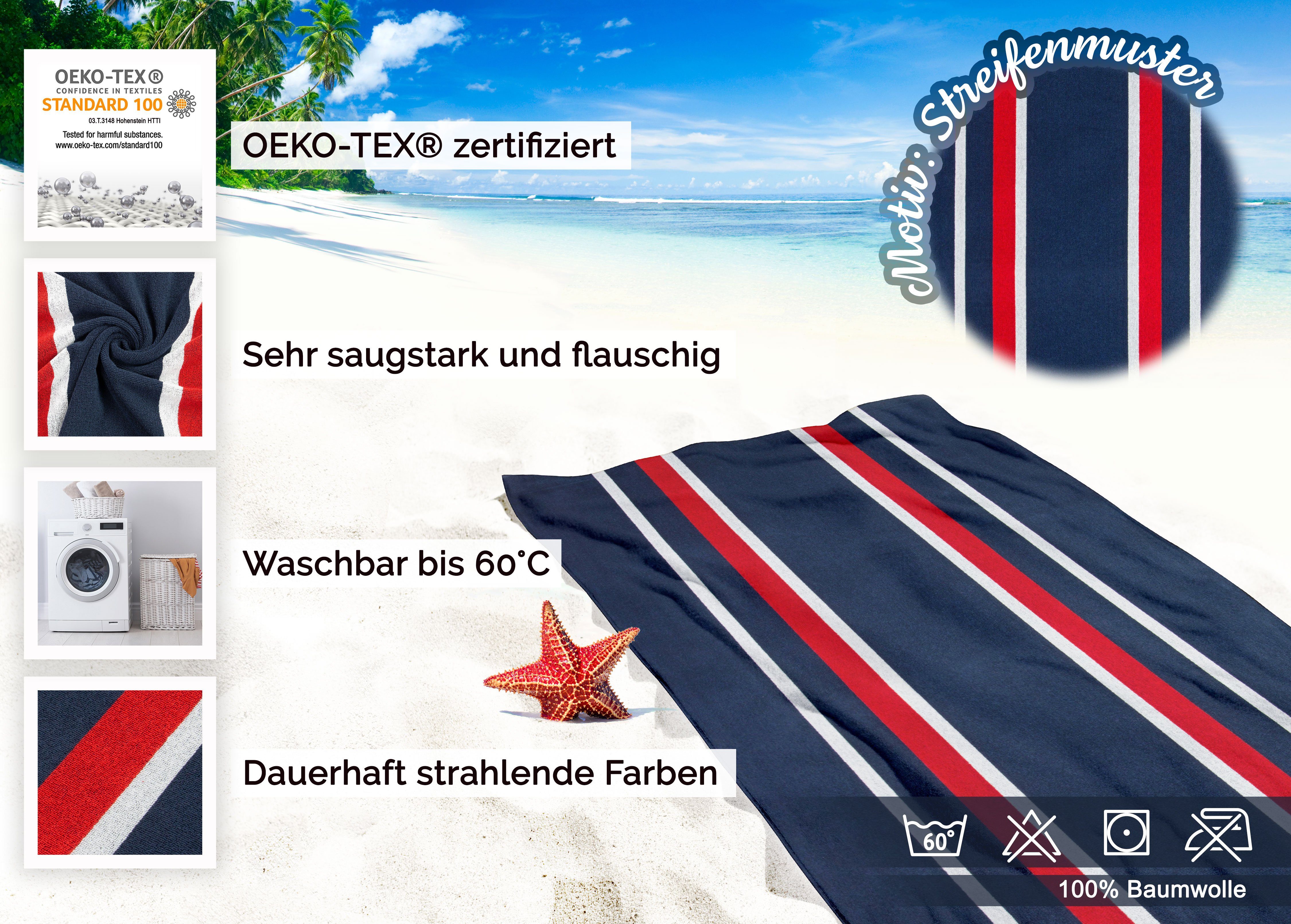 ZOLLNER Strandtuch, Glattvelours (1-St), 100 x 200 cm, 100% Baumwolle, XXL, vom Hotelwäschespezialisten