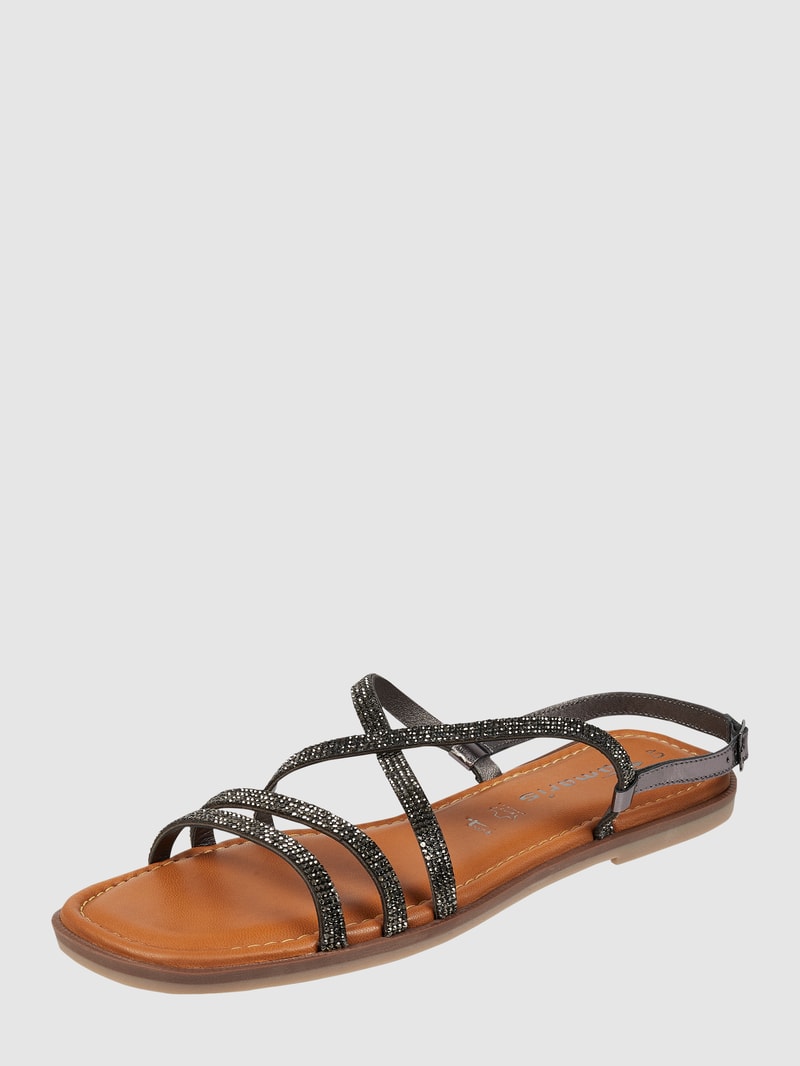Sandalen mit Strasssteinen in anthrazit