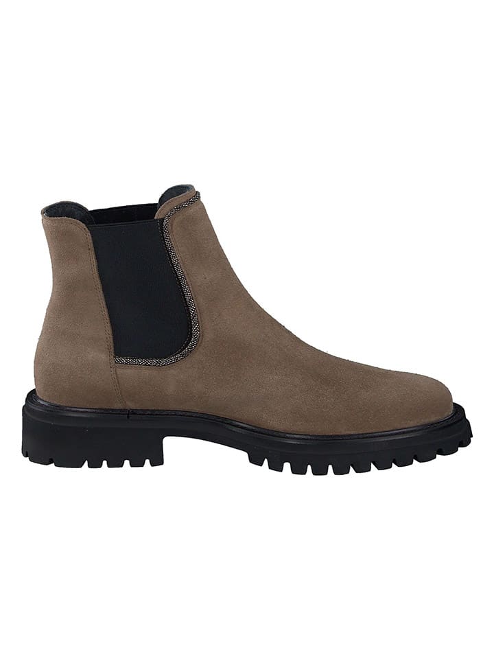 Paul Green Leder-Chelsea-Boots in Braun/ Schwarz günstig kaufen