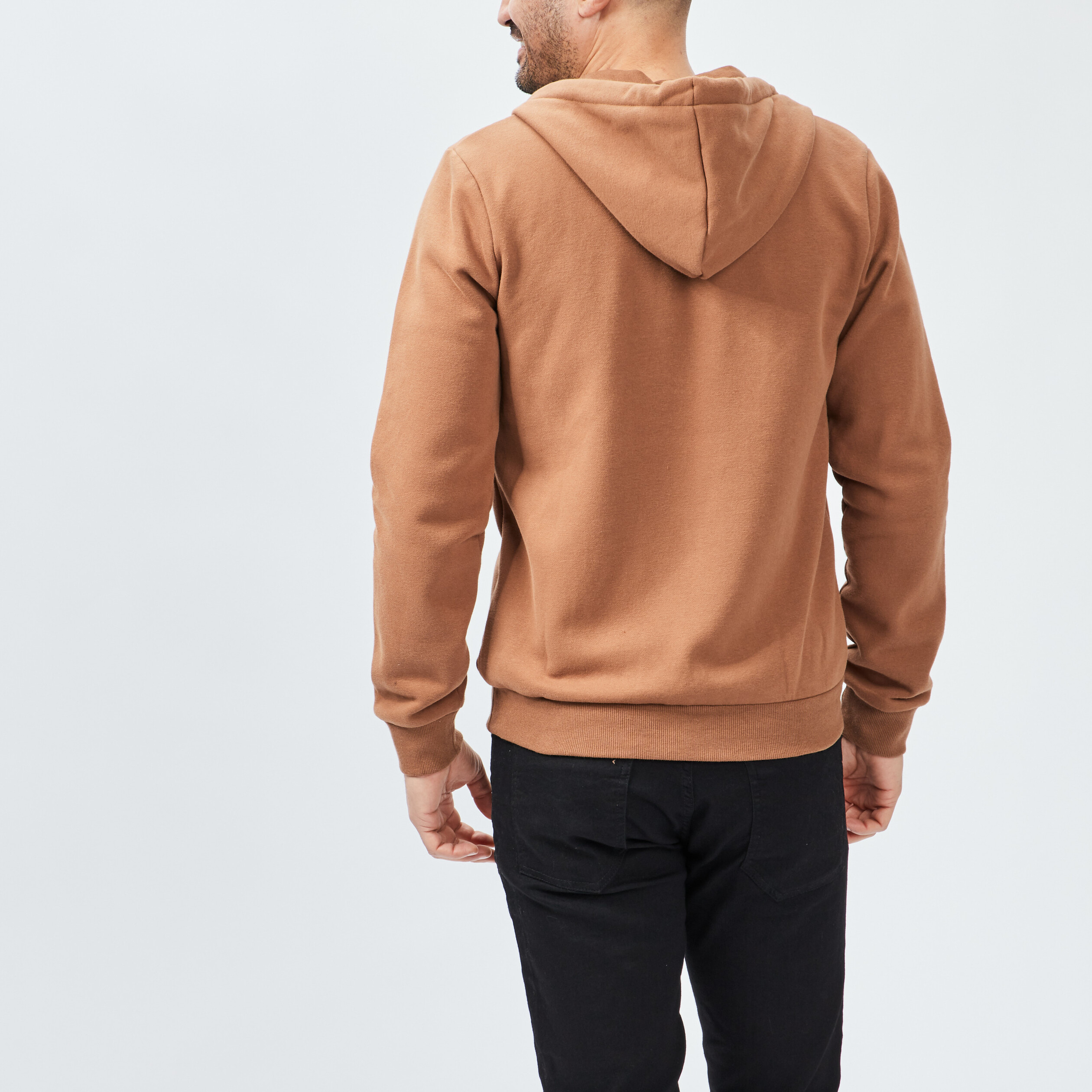 Sweat zippé molleton à capuche camel homme | La Halle