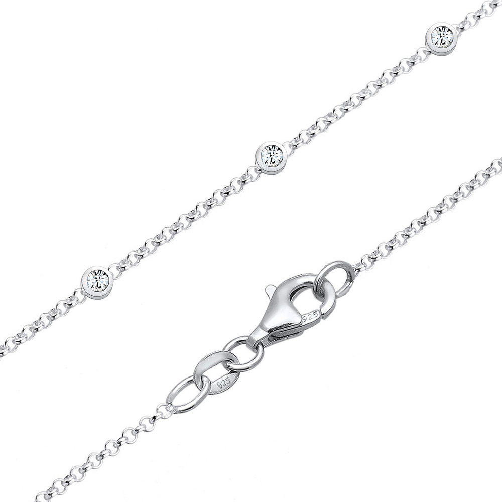 Elli Elli Collier Femmes Chaîne en Y Cercle Géo avec Cristaux en Argent Sterling 925 collier
