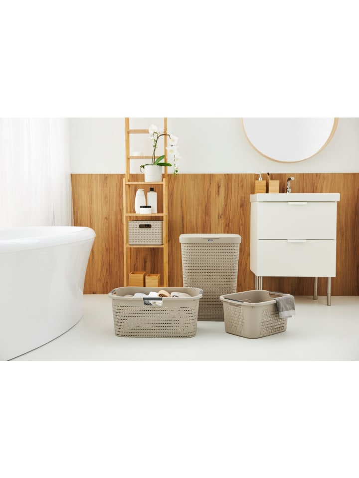 Rotho Wäschebox 40L COUNTRY - ergonomische Wäschebox aus Kunststoff  in Cappuccino günstig kaufen onesize