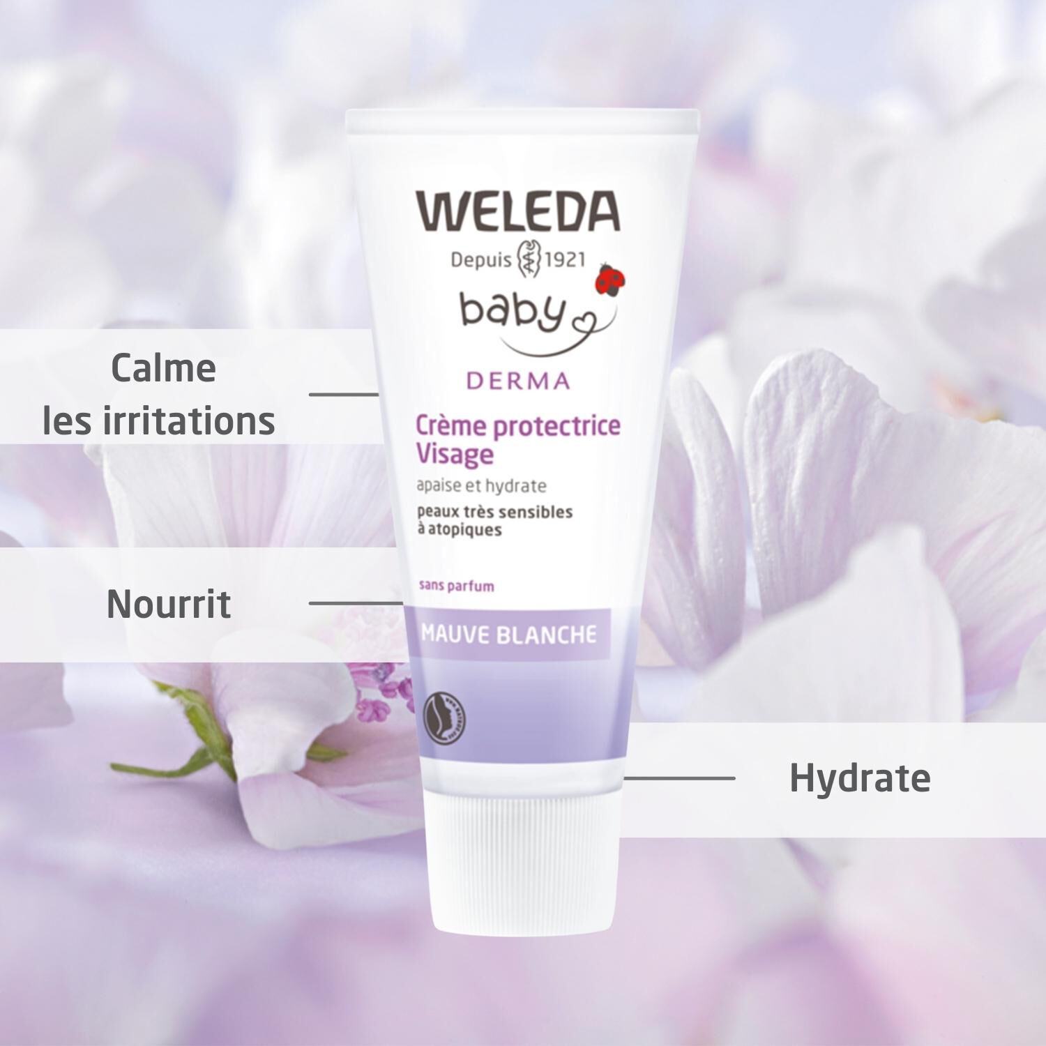 Weleda Mauve Blanche Baby Crème Protectrice Visage - Peaux Très Sensibles à Atopiques - 50 ml
