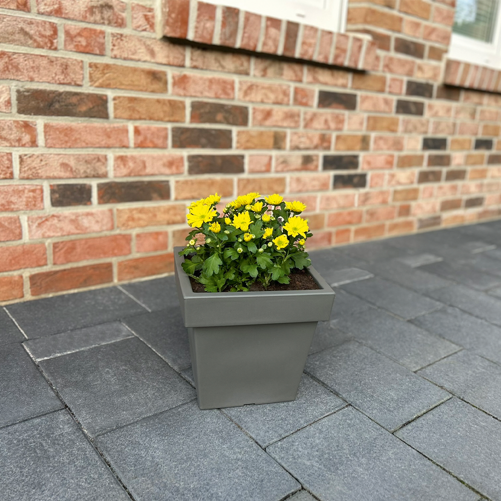 Powertec Garden Pflanztopf „Vigo“ eckig - 14,0 L Steingrau