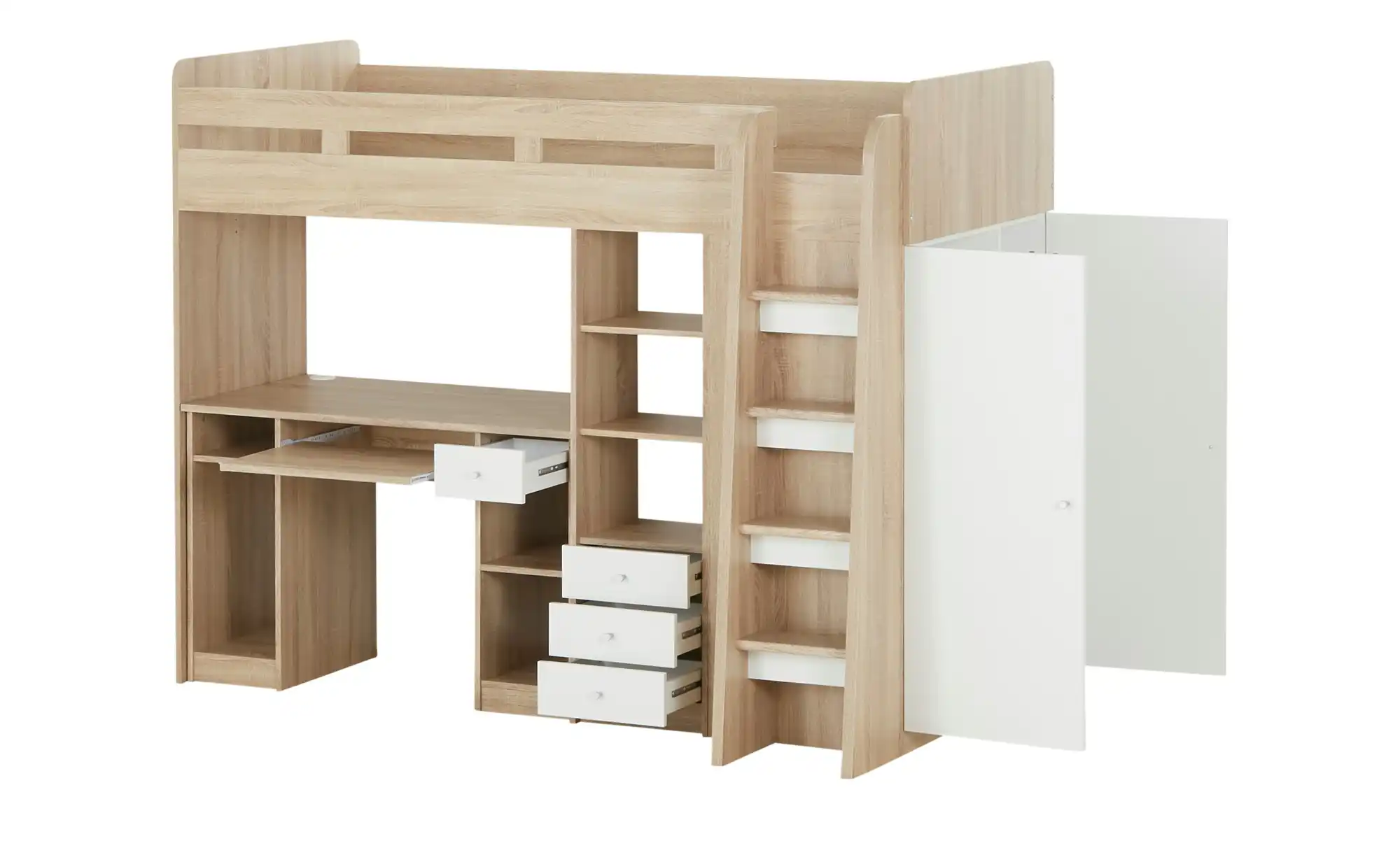 Hochbett mit Kleiderschrank und Schreibtisch