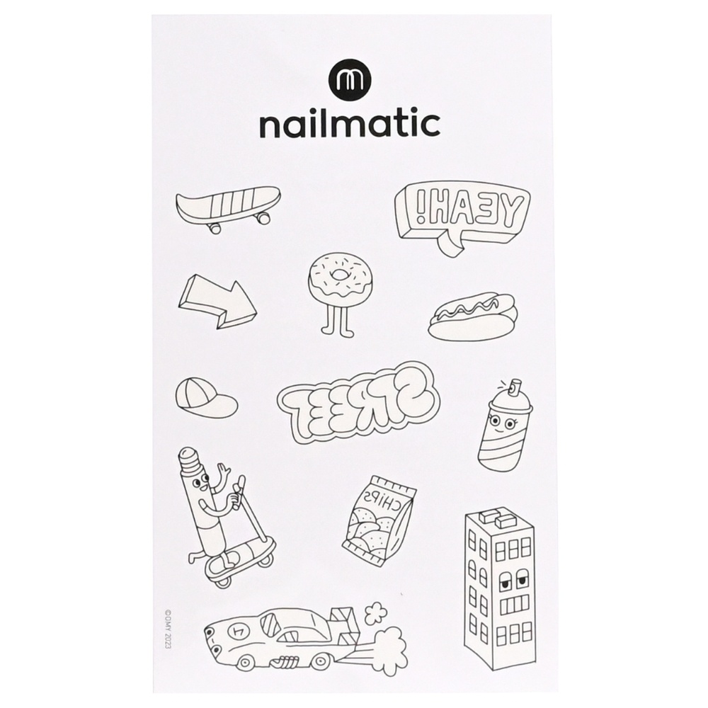 nailmatic Planche de tatouage à colorier City World Tatouages éphémères à colorier