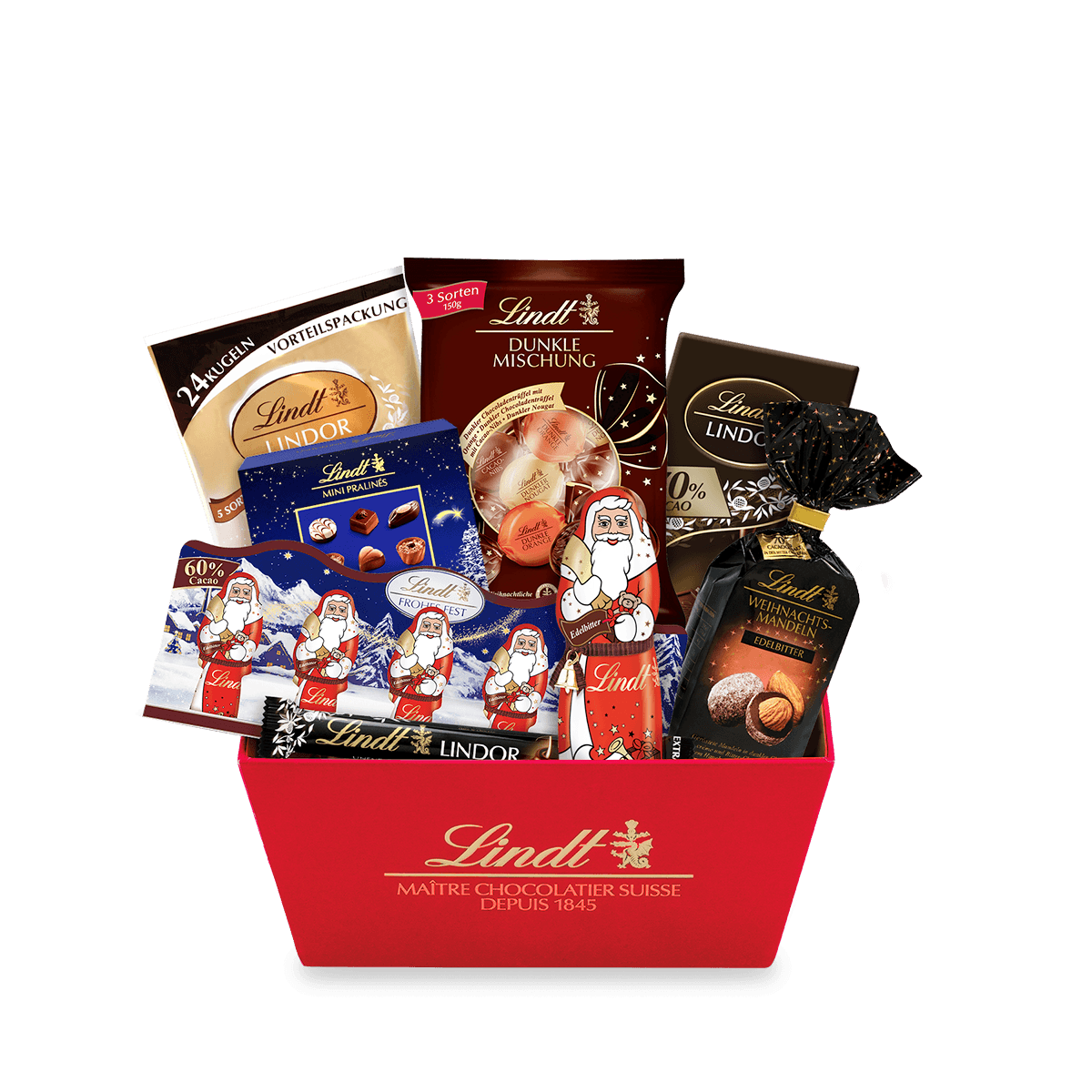 Lindt Edelbitter Weihnachtsgeschenkkorb, 852g