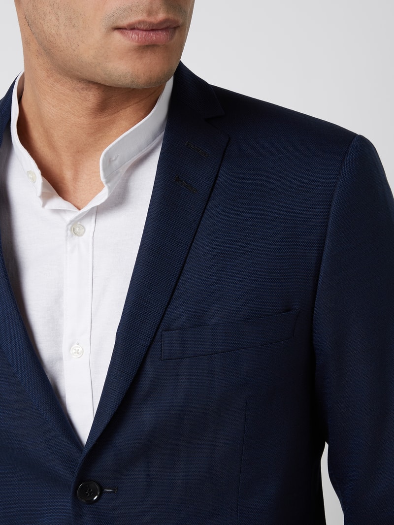 Slim Fit 2-Knopf-Sakko aus Woll-Elasthan-Mix Modell 'Jil' in blau