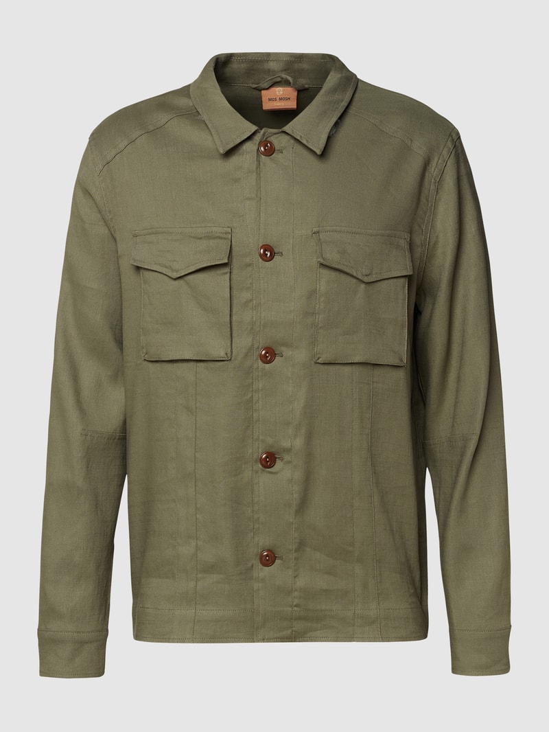 Hemdjacke mit Sportmanschetten Modell 'Chocolate Chip' in khaki