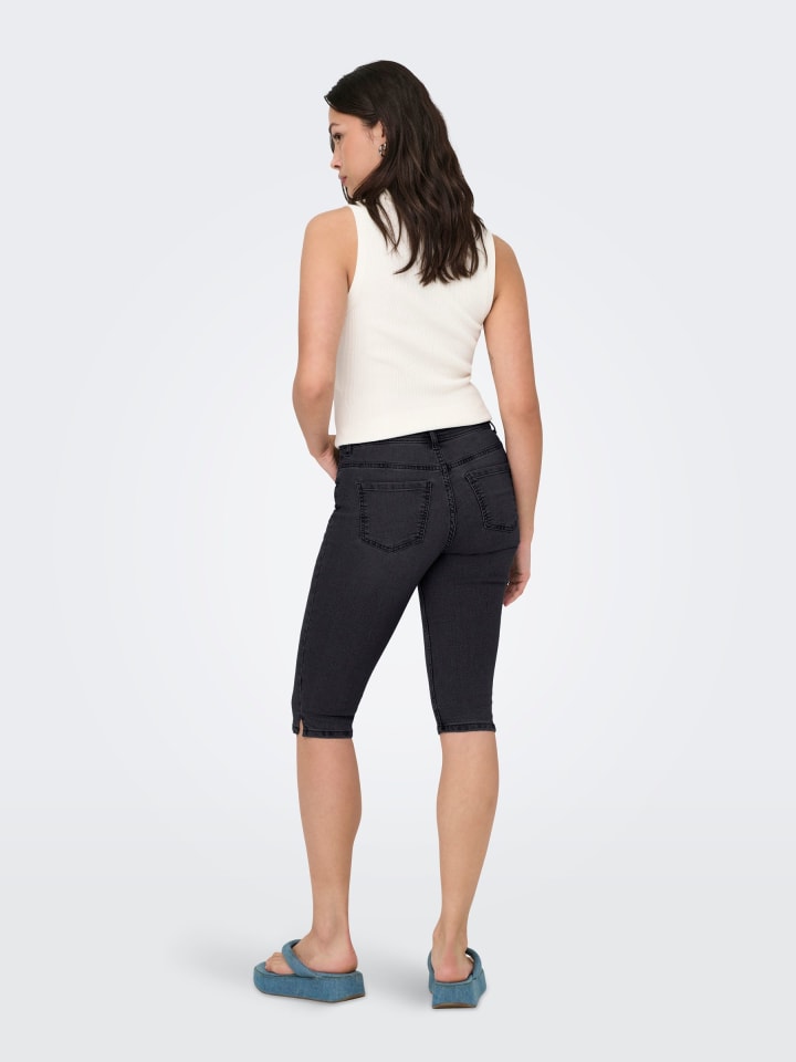 JACQUELINE de YONG Skinny Capri Jeans Shorts Kurze Stretch-Denim Hose in Schwarz günstig kaufen