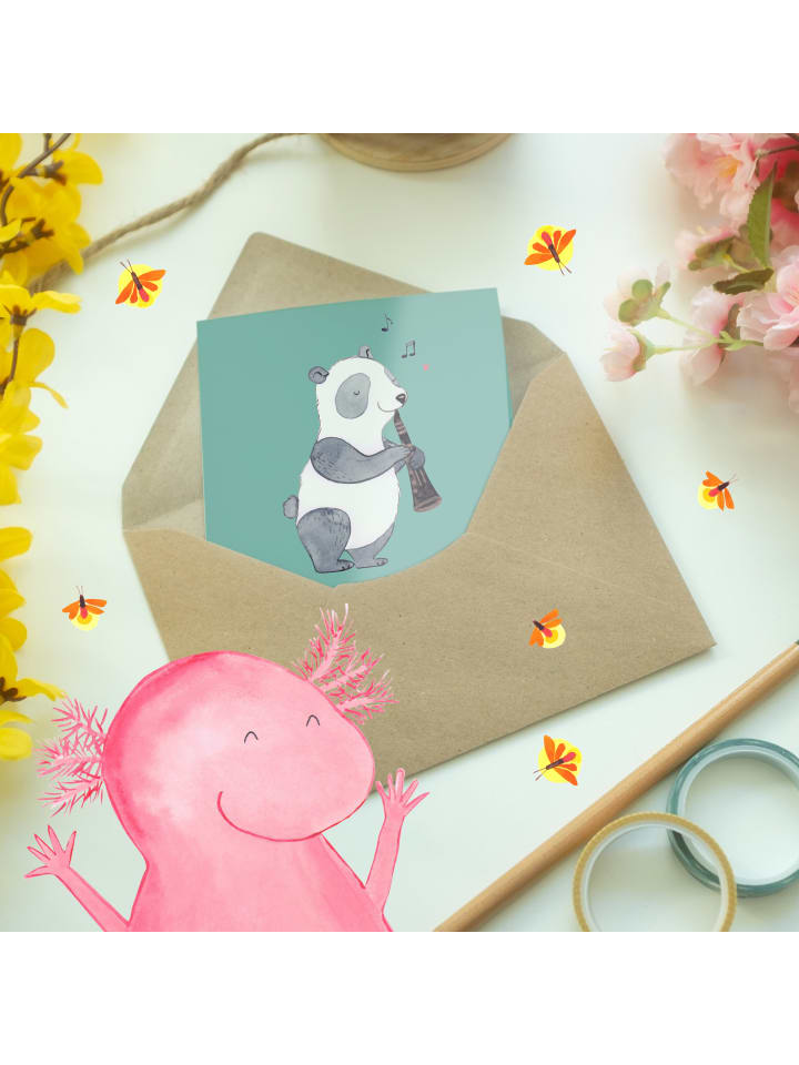 Mr. & Mrs. Panda Grußkarte Klarinette Liebe  mit Spruch in Meeresbrise günstig kaufen onesize