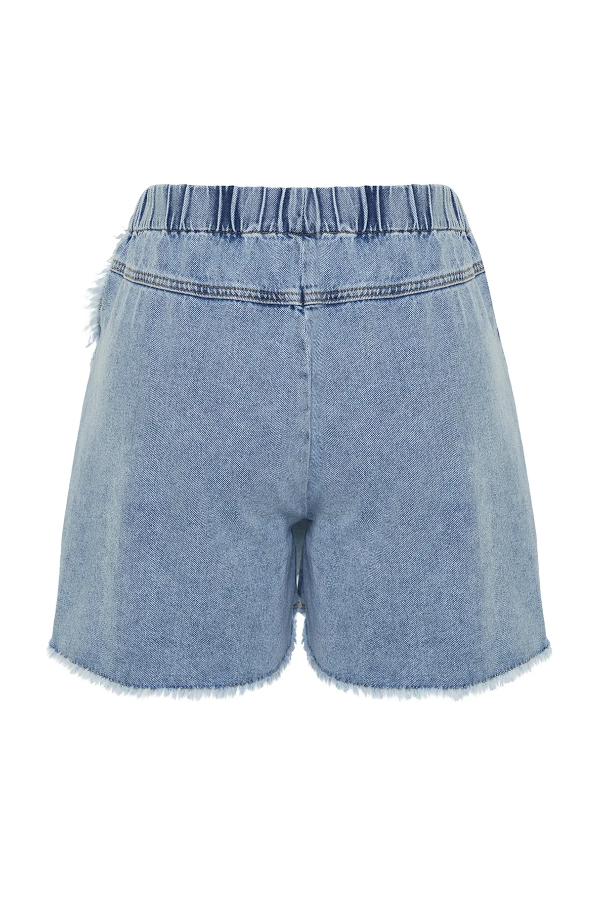 Trendyol Curve  Hellblauer Mini-Jeansshortsrock mit Schwungrad-Detail TBBSS24AP00027