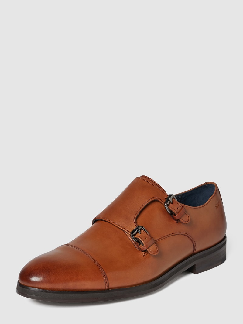 Double Monk Straps aus Leder Modell 'Kleitos' in cognac
