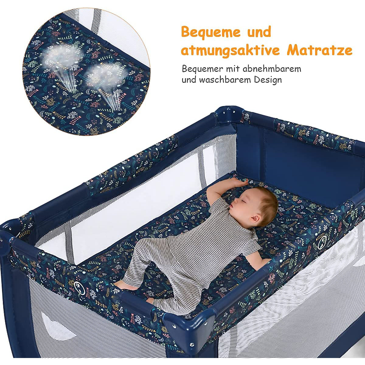 Reisebett mit Matratze 120x60cm