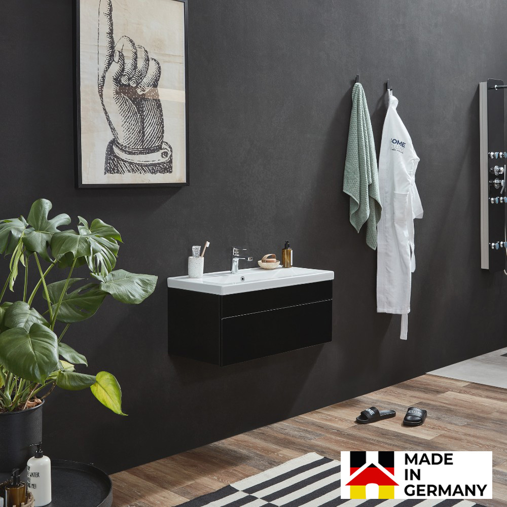 Home Deluxe Badmöbel WANGEROOGE BIG 80 cm S - schwarz