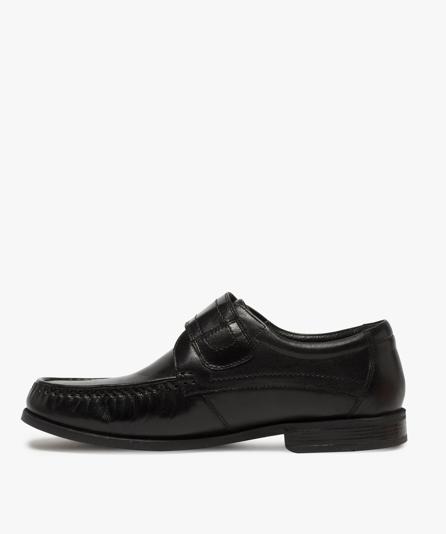 Mocassins homme dessus cuir fermeture à scratch noir | GEMO