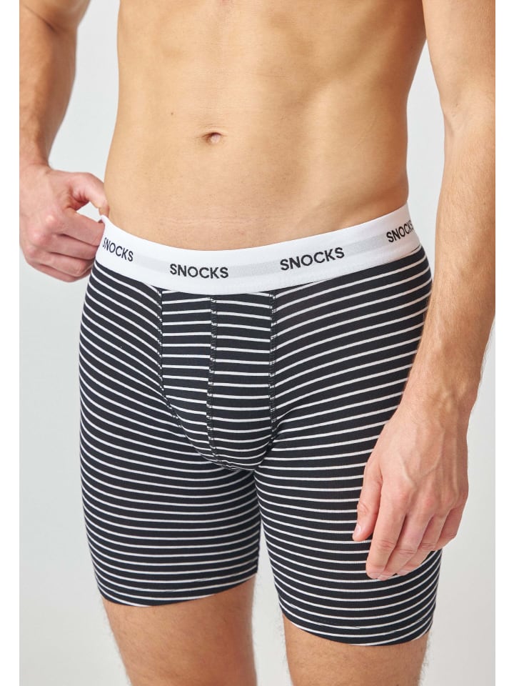 SNOCKS Lange Boxershorts 6 Stück in Schwarz (Streifen) günstig kaufen