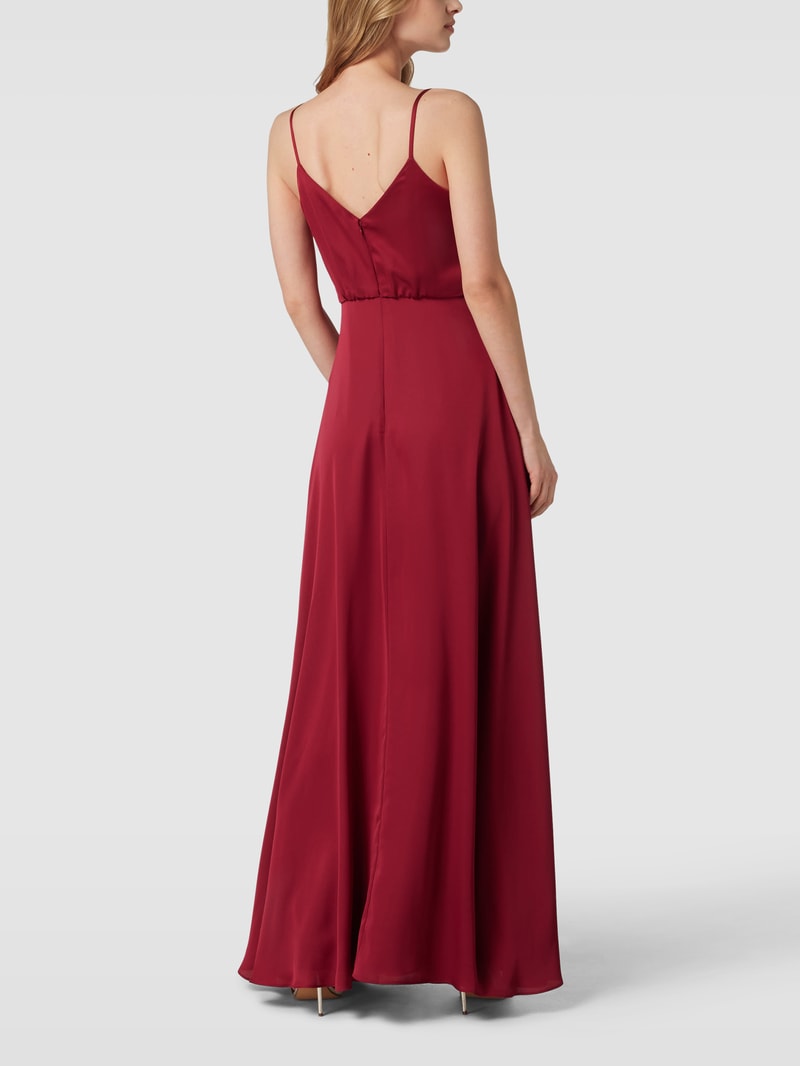 Abendkleid mit Wasserfall-Ausschnitt in dunkelrot