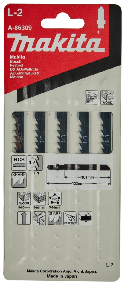 Makita Tilbehør A-86309 Stiksavklinge L2 5 dele