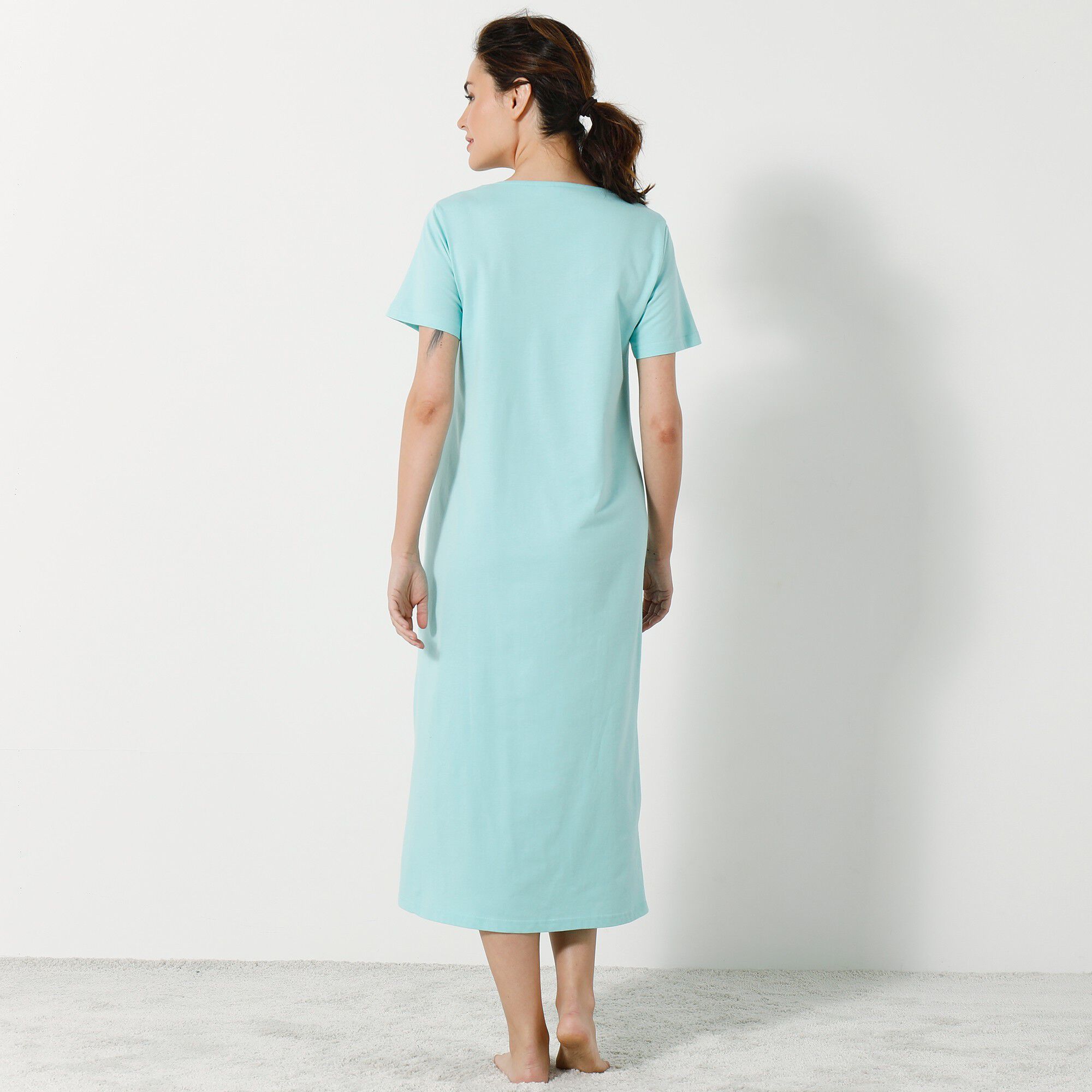 Chemise de nuit longue imprimé chat