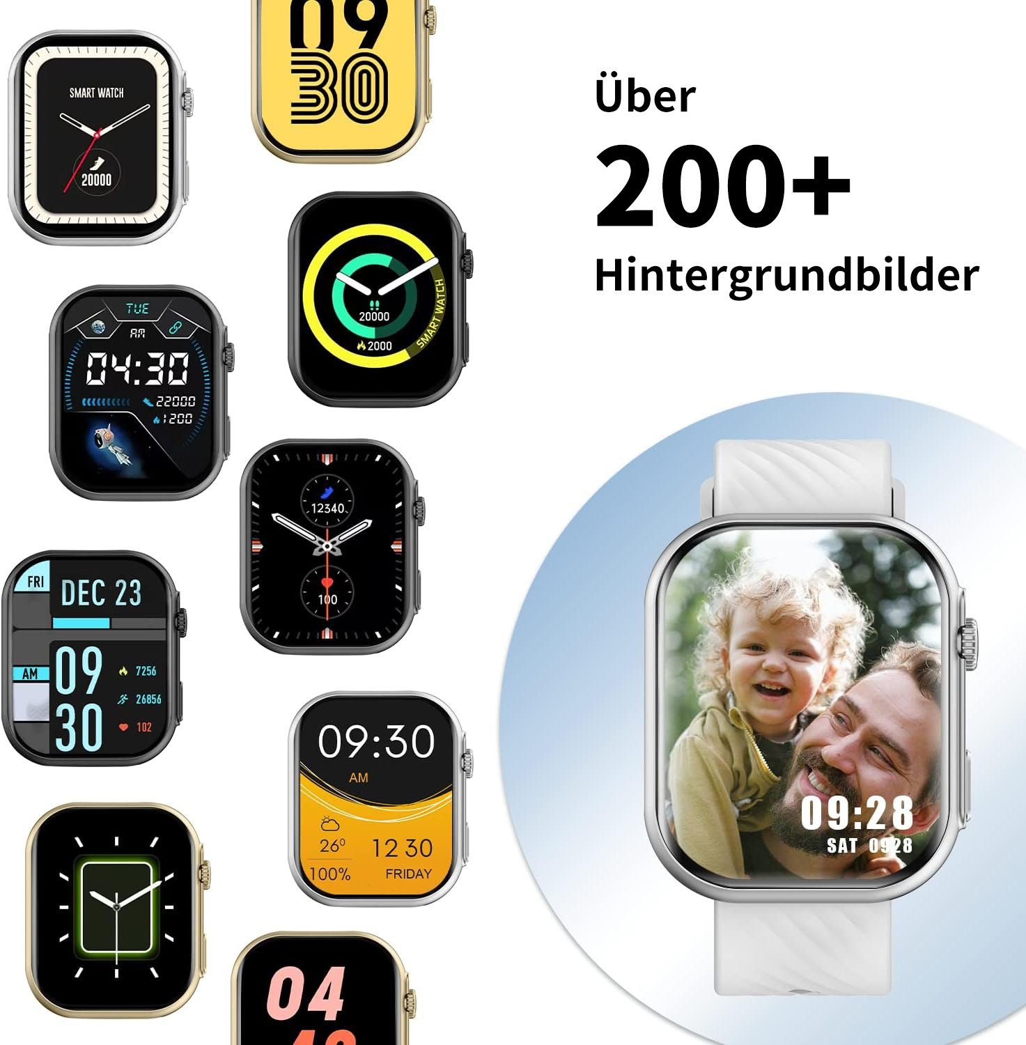 JOEAIS Damen Smartwatch Fitnessuhr Sport Watch Fitnessarmband Smartwatch (2.01 