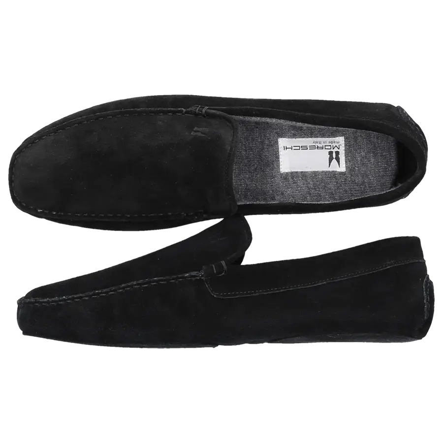 Moreschi - Pantoletten Veloursleder Logo schwarz - schwarz