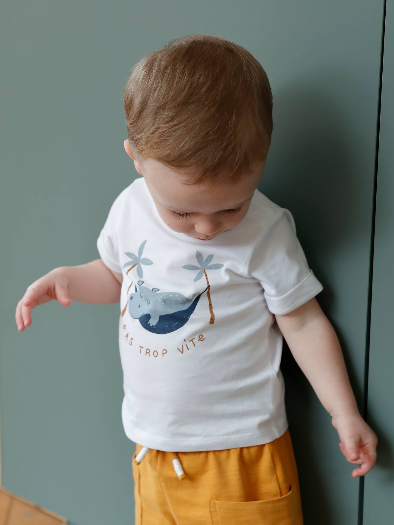 Vertbaudet Baby-Set: T-Shirt & Shorts Oeko-Tex - khaki